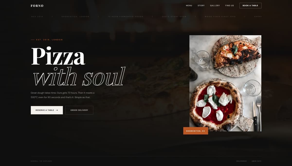 Forno Pizza website